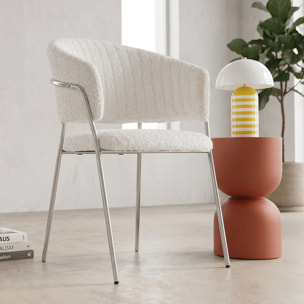 Lot de 2 chaises en tissu bouclé, piètement chromé - ISYA