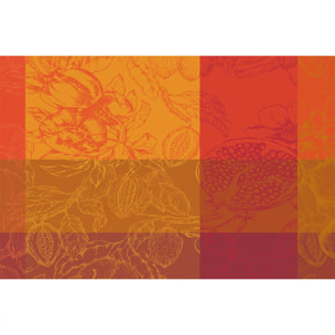 Set pur coton motif jacquard orange rouge Mille senteurs epices