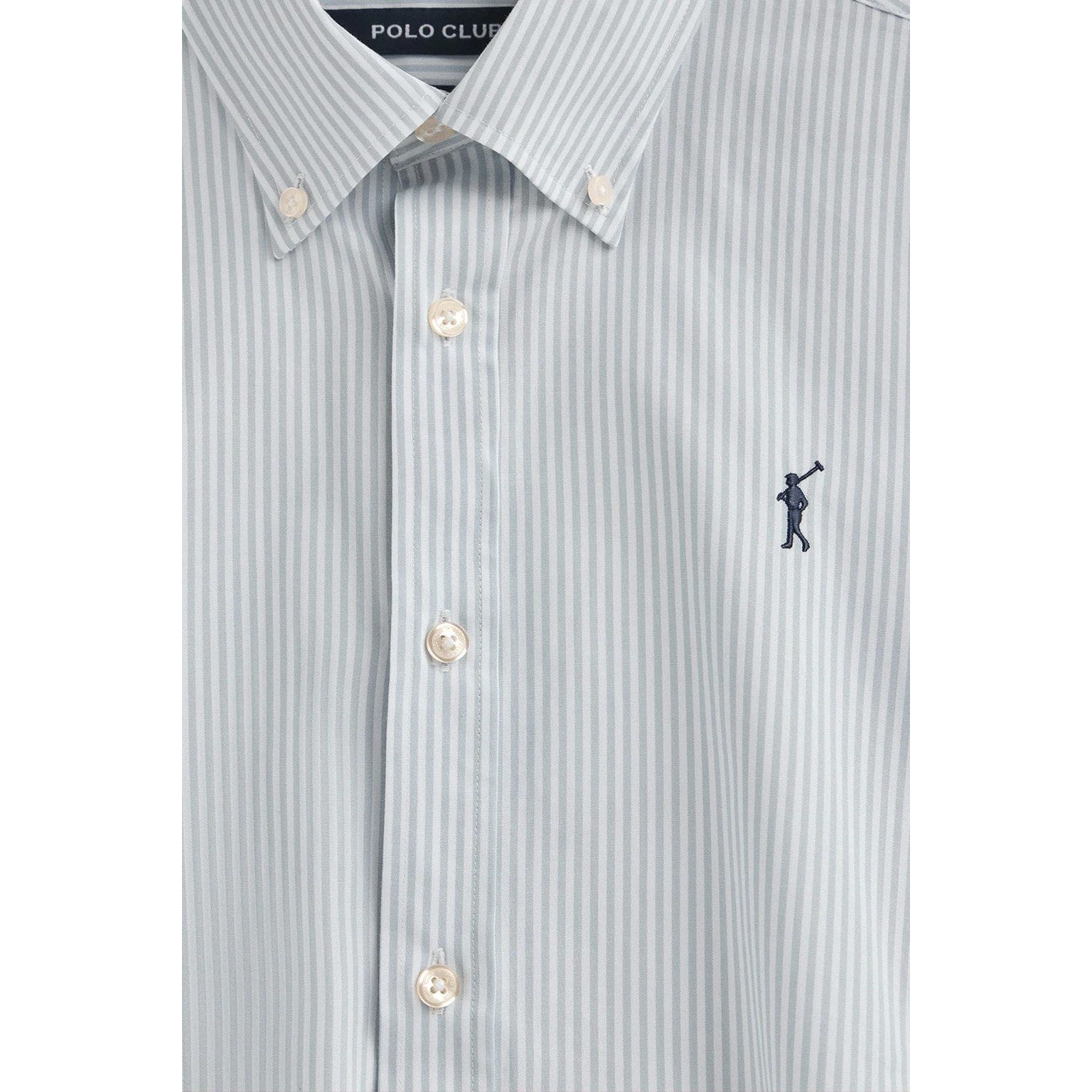 Camisa azul claro de rayas y corte regular con logo Rigby Go