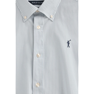 Camisa azul claro de rayas y corte regular con logo Rigby Go