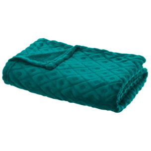 Plaid "Losan" 3D Losange flanelle bleu canard 180x230cm
