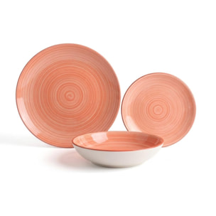 Servizio Tavola da 18 Piatti in Ceramica, lavabile in lavastoviglie e adatto a microonde, Intrecci