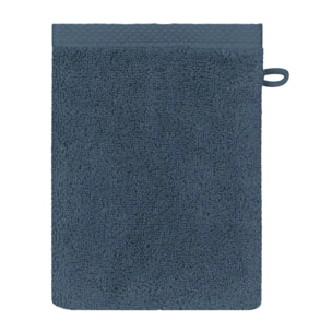 Gant de toilette pur coton 550 g/m² uni bleu Elea bleu ardoise