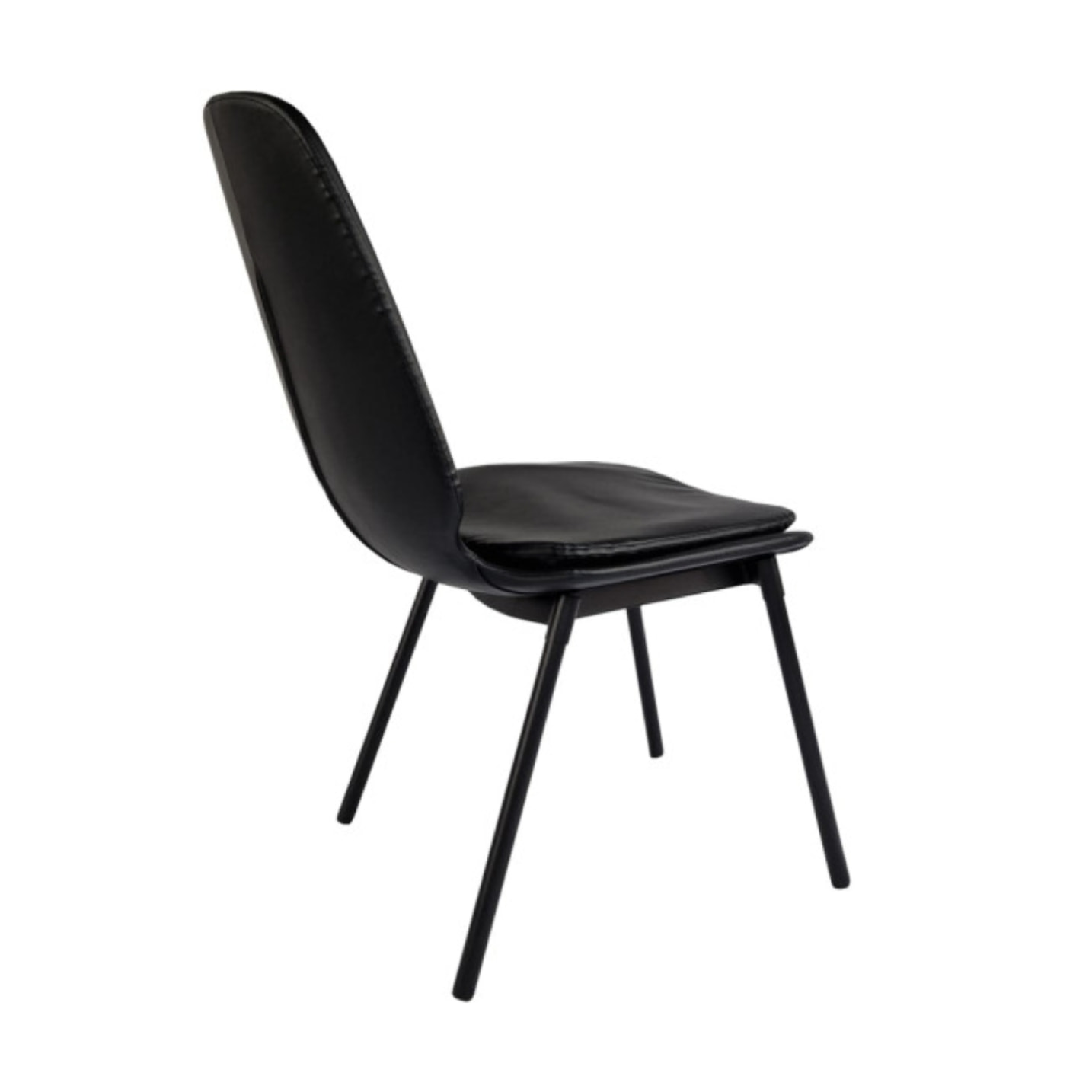 Chaise en simili marron ou noir avec coussin d'assise & pieds métal noir - BETTER