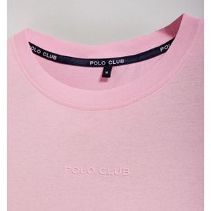 Maglietta Surfer rosa loose fit con logo Polo Club minimal in gomma