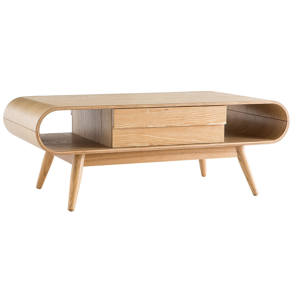 Table basse rectangulaire avec rangements scandinave bois clair L120 cm BALTIK