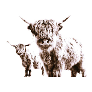 Affiche enfant jumelles en beige  Affiche + cadre en bois - Chêne