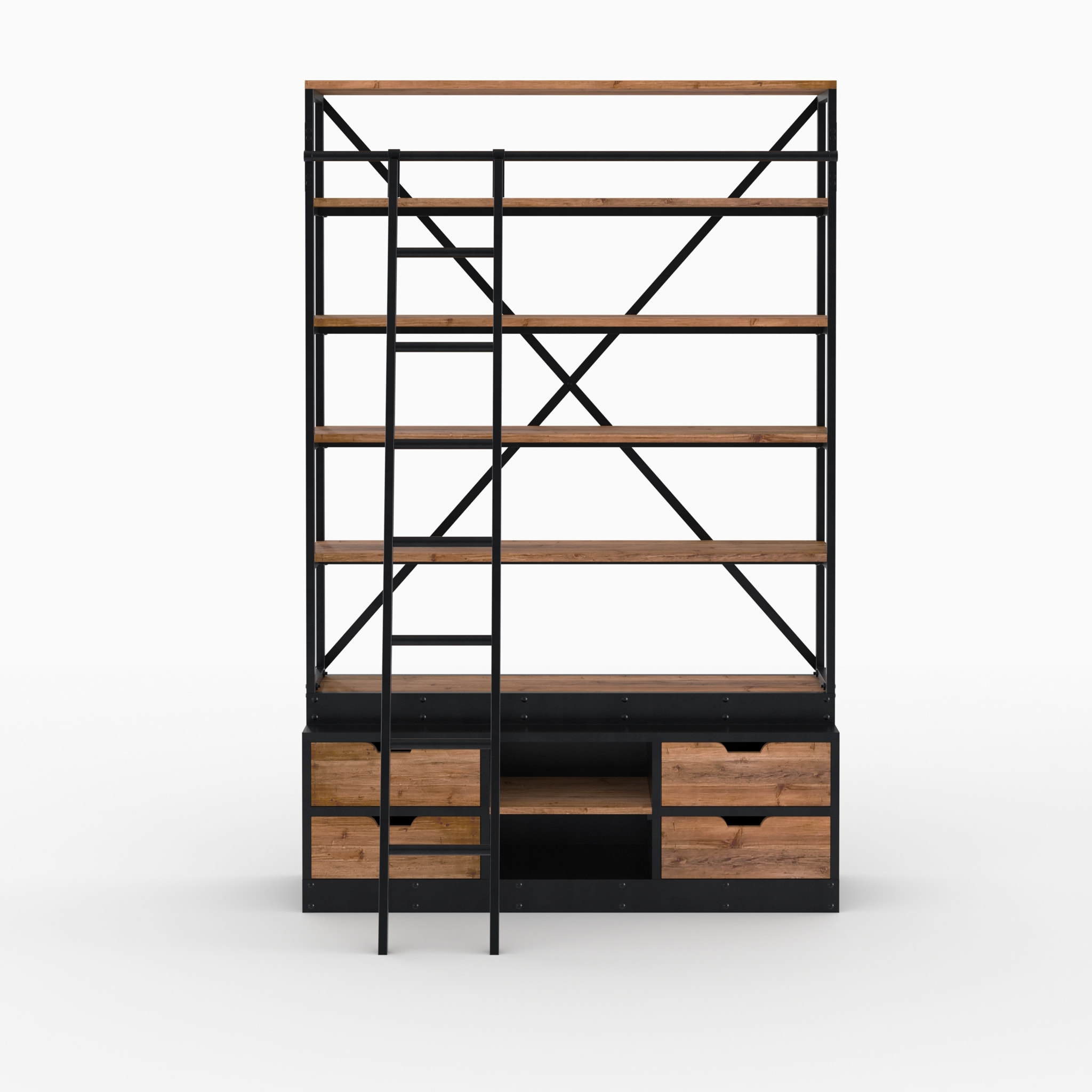 Ensemble de 2 bibliothèques en bois et métal - Kasi