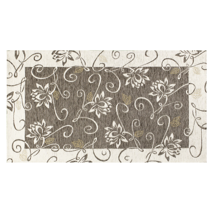 TAPPETO ARREDO DIS.NINFEA COL. GRIGIO CALDO 65X175 CM CON ANTISCIVOLO