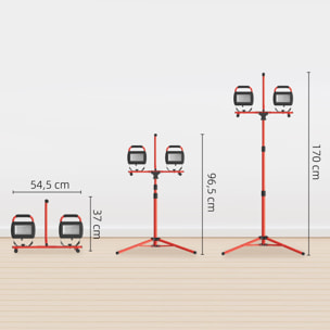 Foco LED Doble Recargable de Aluminio con Trípode Plegable 8500 Lúmenes IP65 6500K y Cabezas Ajustables para Trabajo Interior y Exterior Rojo y Negro