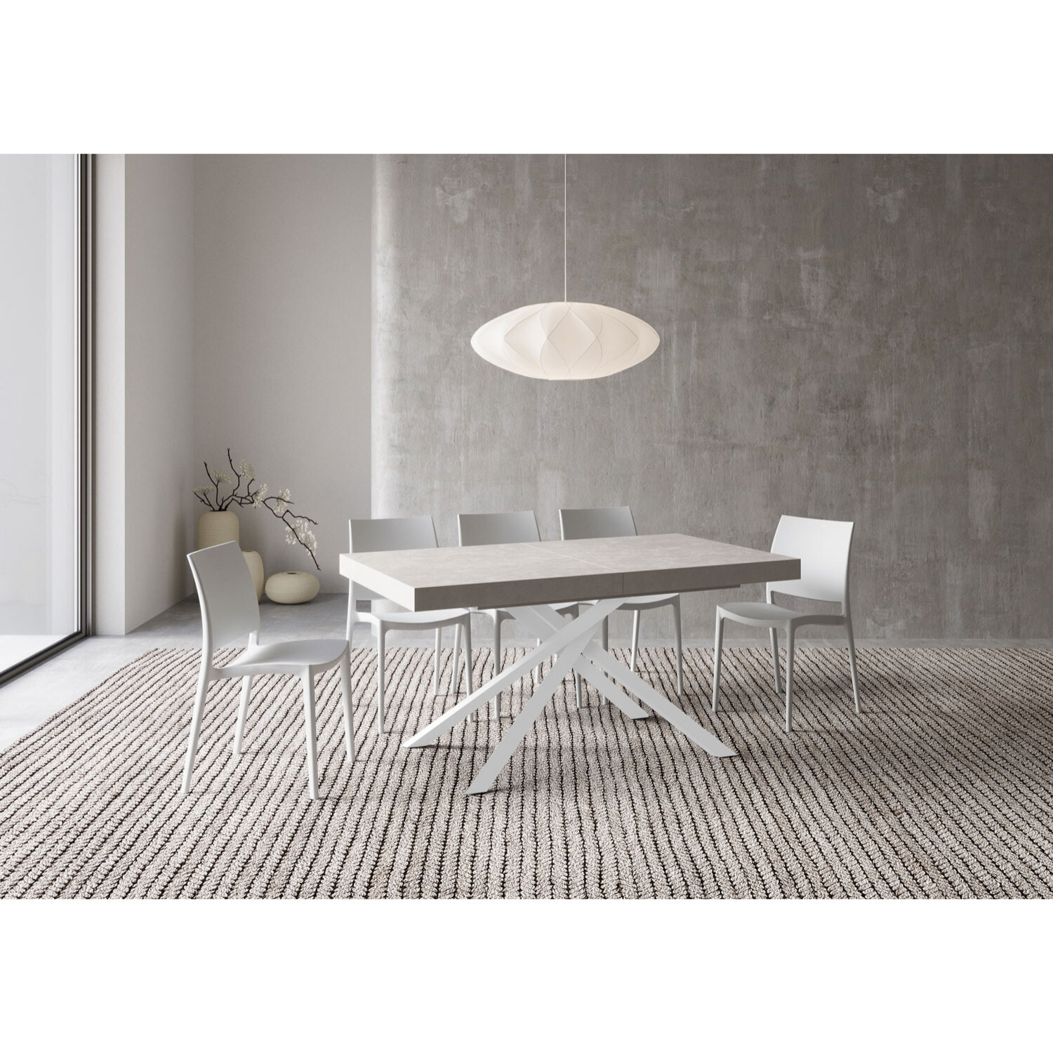 Tavolo allungabile 90x160/264 cm Karida cashmere gambe bianche