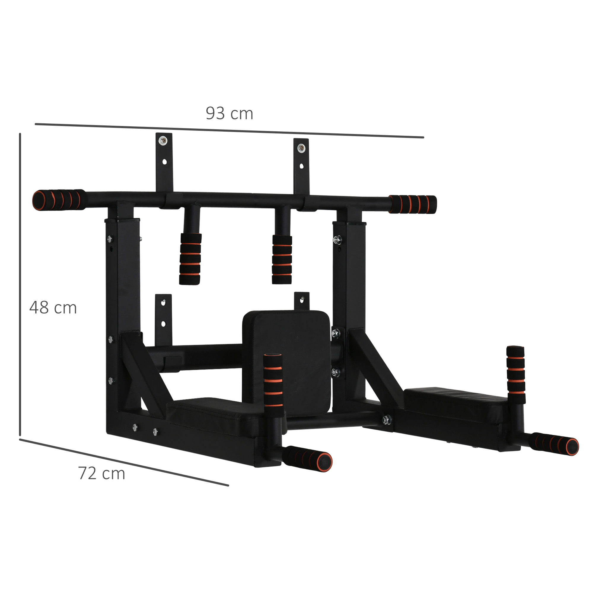 Barra de Dominadas de Pared con Almohadillas Barra de Pull Up Carga Máx. 120 kg