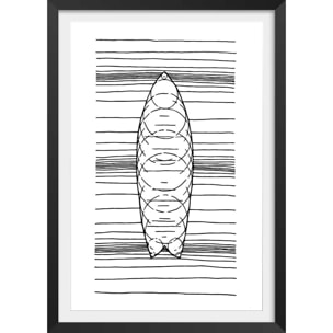 Poster surf géo Affiche + cadre en bois - Noir