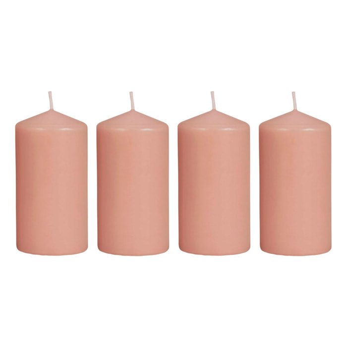Set de 4 velas de cera en color caramelo ø5x10cm y 25h de combustión