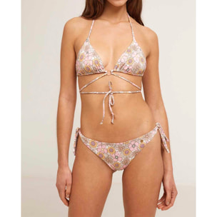 Top de bikini triángulo con cruce estampado