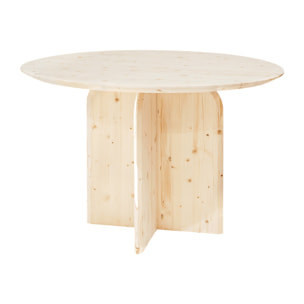 Mesa de comedor redonda de madera maciza en tono natural de 110cm Alto: 75.2 Largo: 110 Ancho: 110