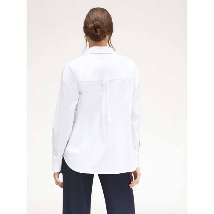 Motivi - Camisa amplia con bordado de piedras - Blanco