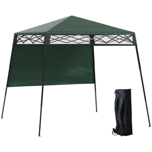Carpa Plegable 220x220x200 cm Cenador Plegable con 1 Pared Lateral Bolsa de Transporte Impermeable y Protección UV50+ para Jardín Patio Verde