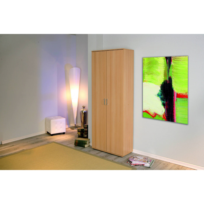 Armadio a due ante con ripiani in laminato, 70 x 34 x 189, Beige