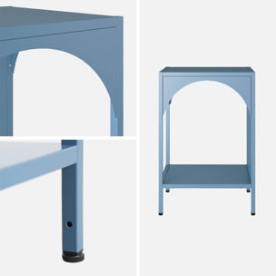 Table de chevet. table d'appoint en acier bleu