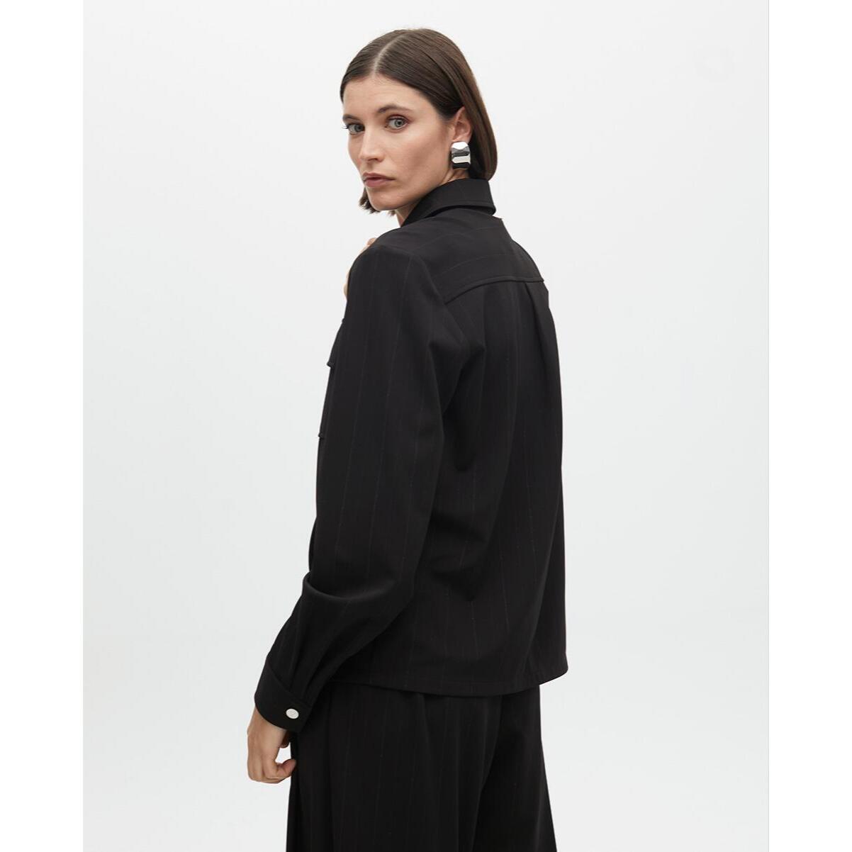 Camicia a Righe Lamé con Tasche