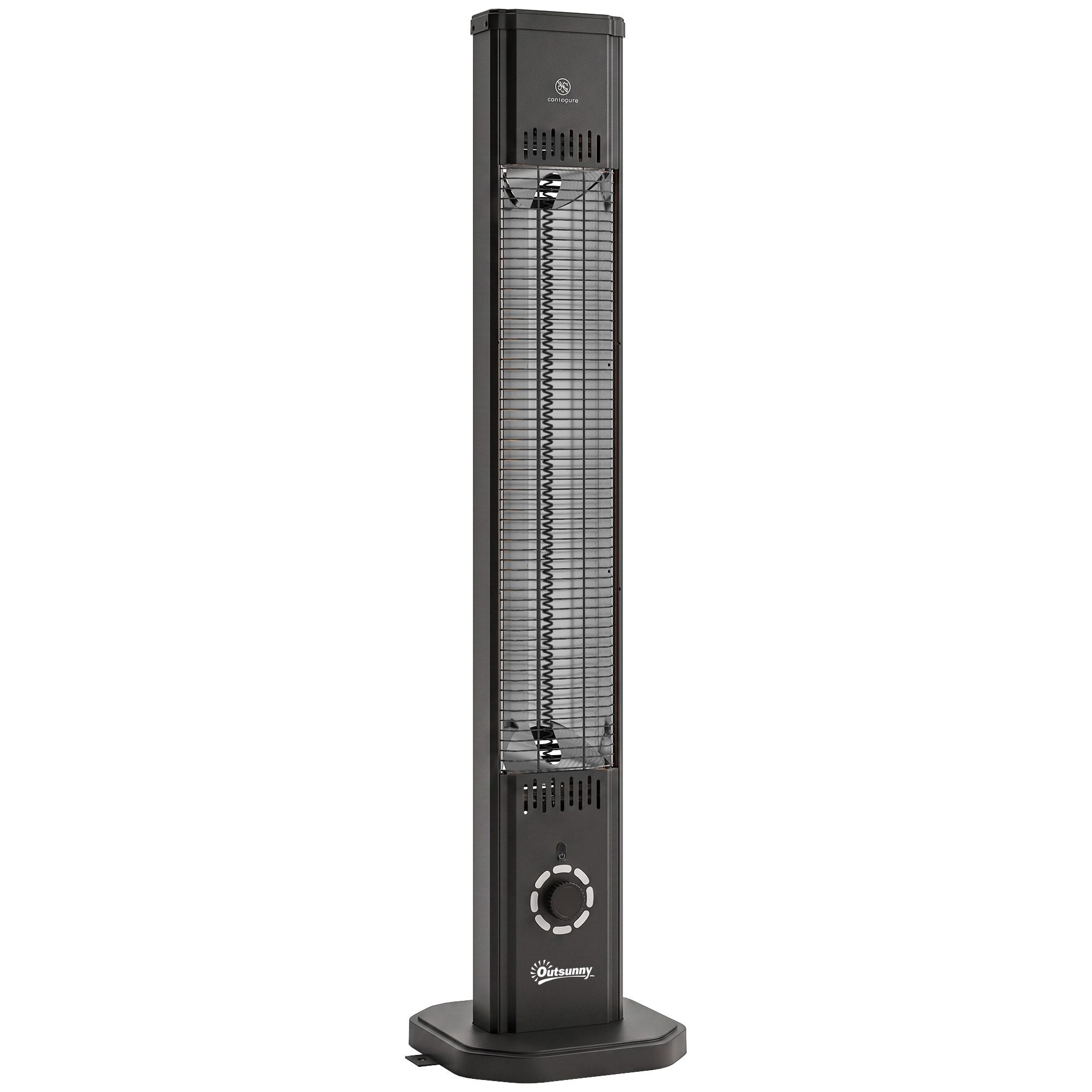 Radiateur infrarouge sur pied 2000W 8 niv. télécommande housse métal noir