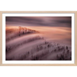Poster ciel violet au matin Affiche sous cadre bois