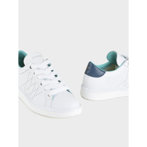 ZAPATO CON CORDONES HOMBRE P01 DE PIEL BLANCO AZUL CÓSMICO