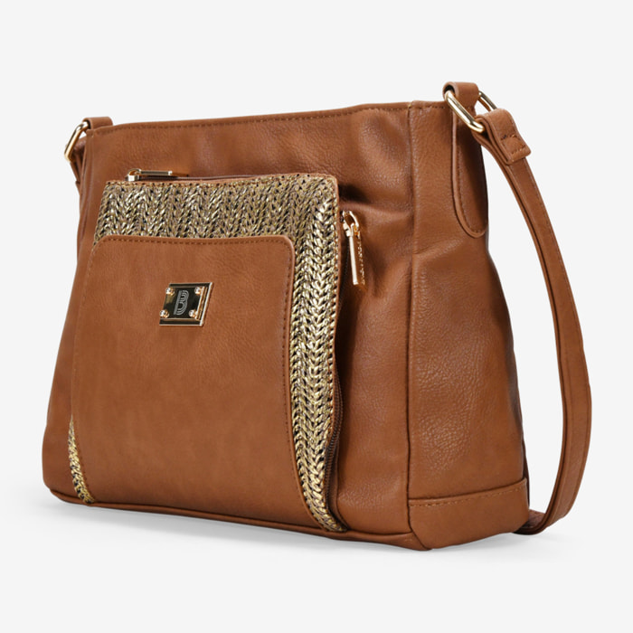 Bolso bandolera marrón con cremallera