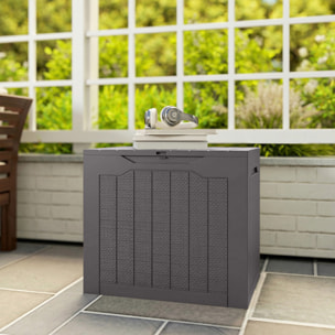Coffre de jardin 93L dim. 56 x 41 x 50 cm effet rotin et bois brun