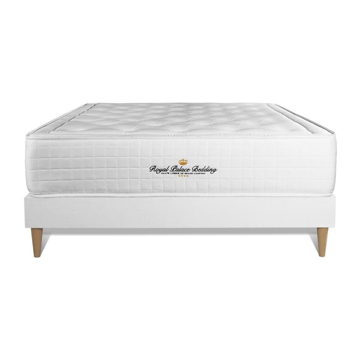 Ensemble matelas à mémoire de forme maxi épaisseur Buckingham sommier KIT blanc + Sommier tapissier en kit cm d'épaisseur - Matelas à Mémoire de forme de 30cm d'épaisseur - 2 places
