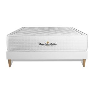 Ensemble matelas à mémoire de forme maxi épaisseur Buckingham sommier KIT blanc + Sommier tapissier en kit cm d'épaisseur - Matelas à Mémoire de forme de 30cm d'épaisseur - 2 places