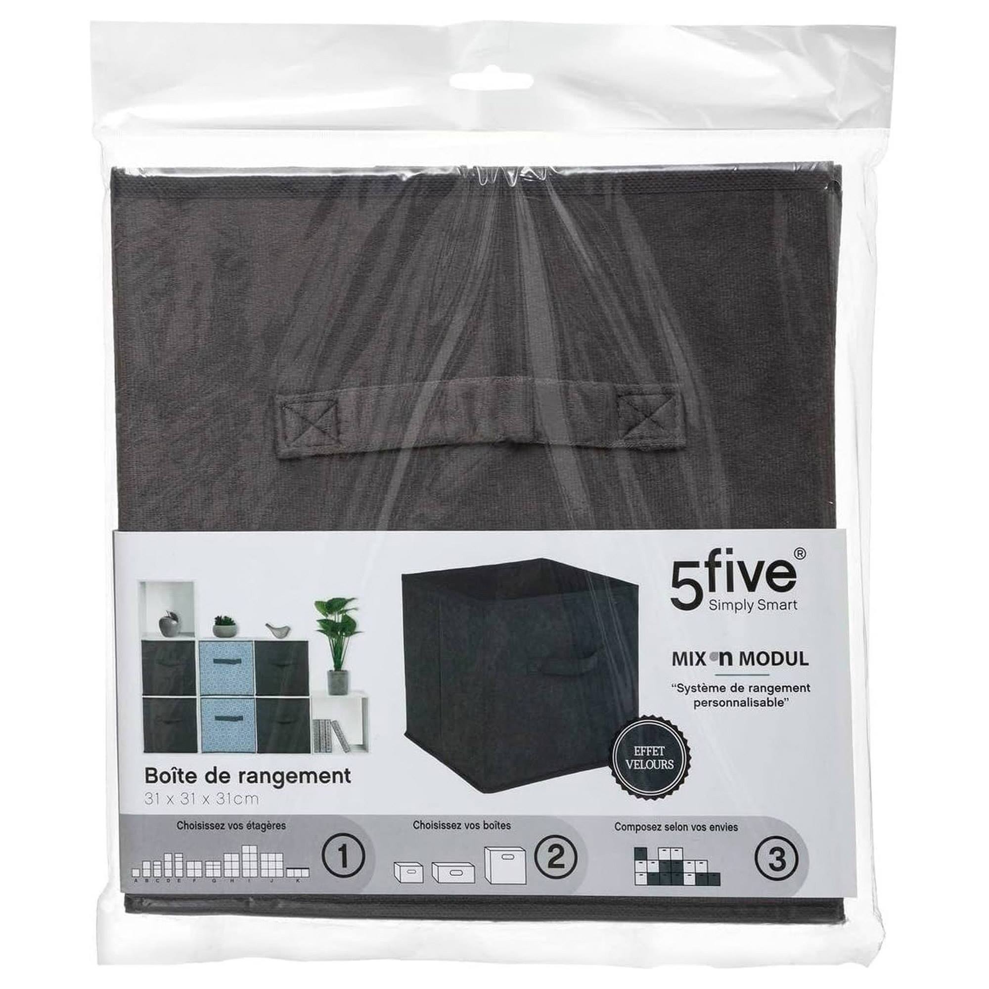 Caja de almacenamiento de 31 x 31 cm, terciopelo gris oscuro