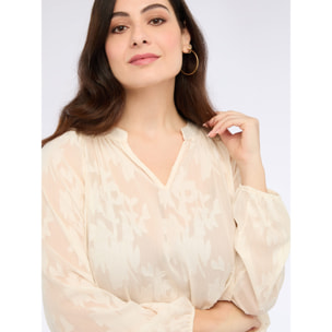 Fiorella Rubino - Blusa stampa floreale con scollo a V - Beige