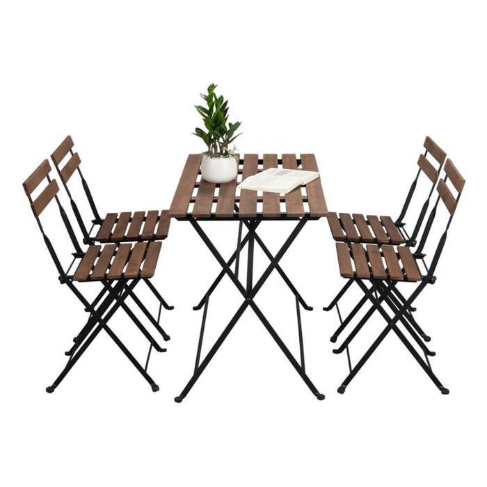 Set tavolino e quattro sedie da giardino modello Bistrot nero