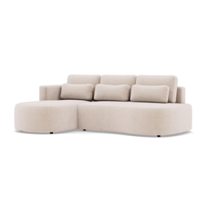 Mahina - canapé d'angle gauche 4 places convertible avec coffre en velours côtelé - Beige