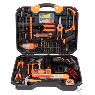 Set di attrezzi con valigetta, trapano elettrico a doppia velocità, 16.8 V 1300mAh e 120 pezzi.