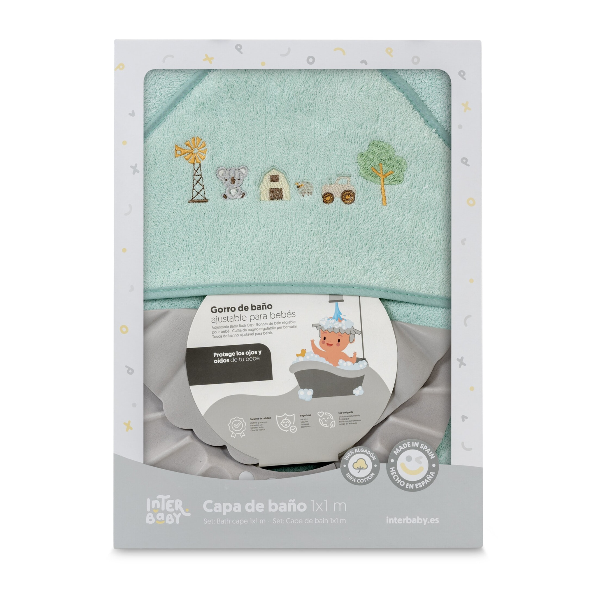 Capa Baño 1X1 Mod Granja Koala+ Gorro Verde