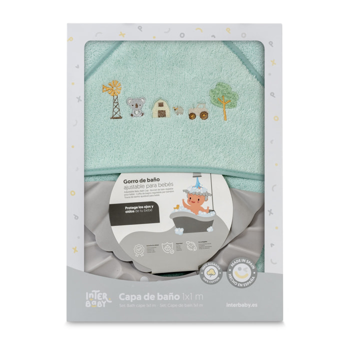 Capa Baño 1X1 Mod Granja Koala+ Gorro Verde