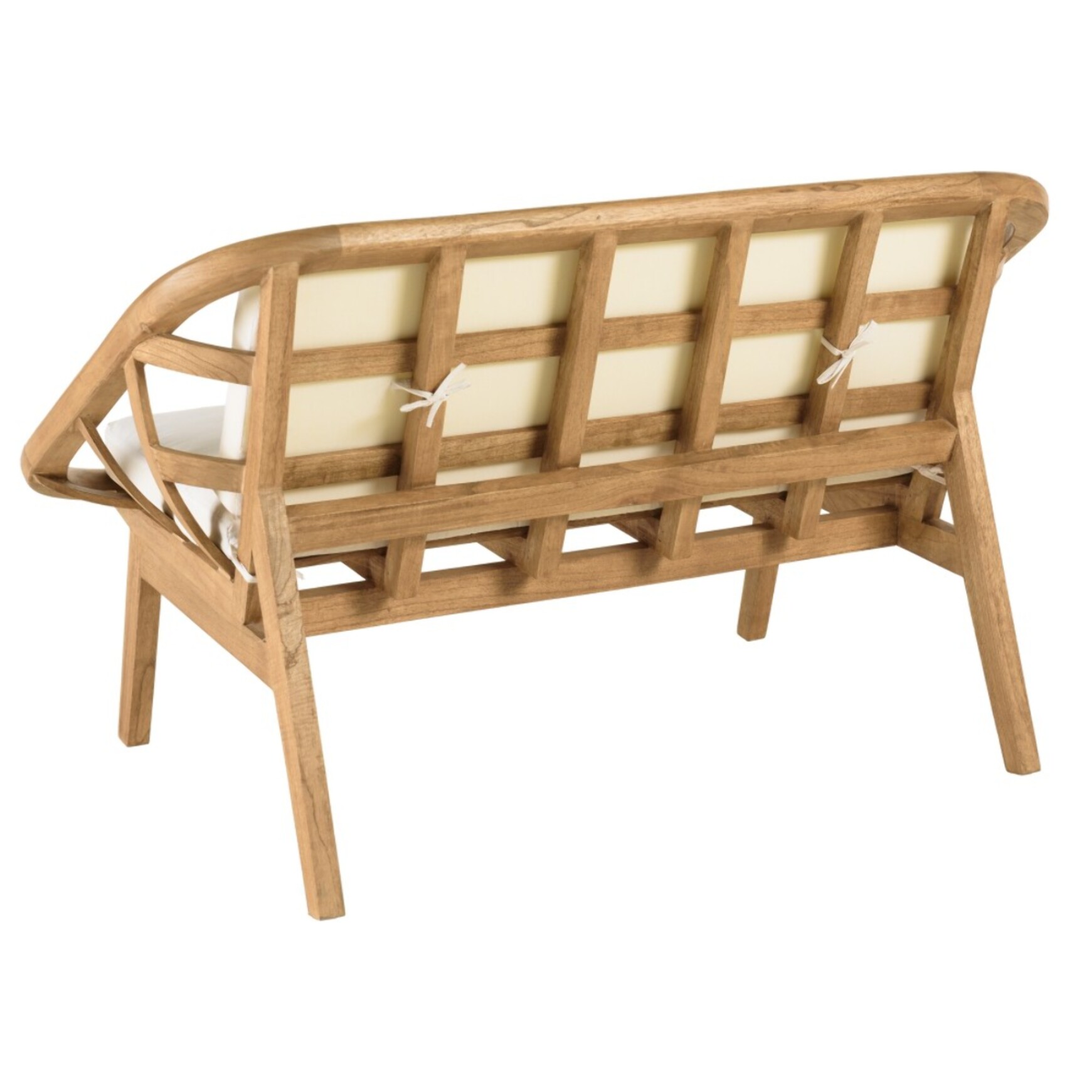 AMY - Canapé 2 places avec coussins blanc en mindi et rotin naturel AMY