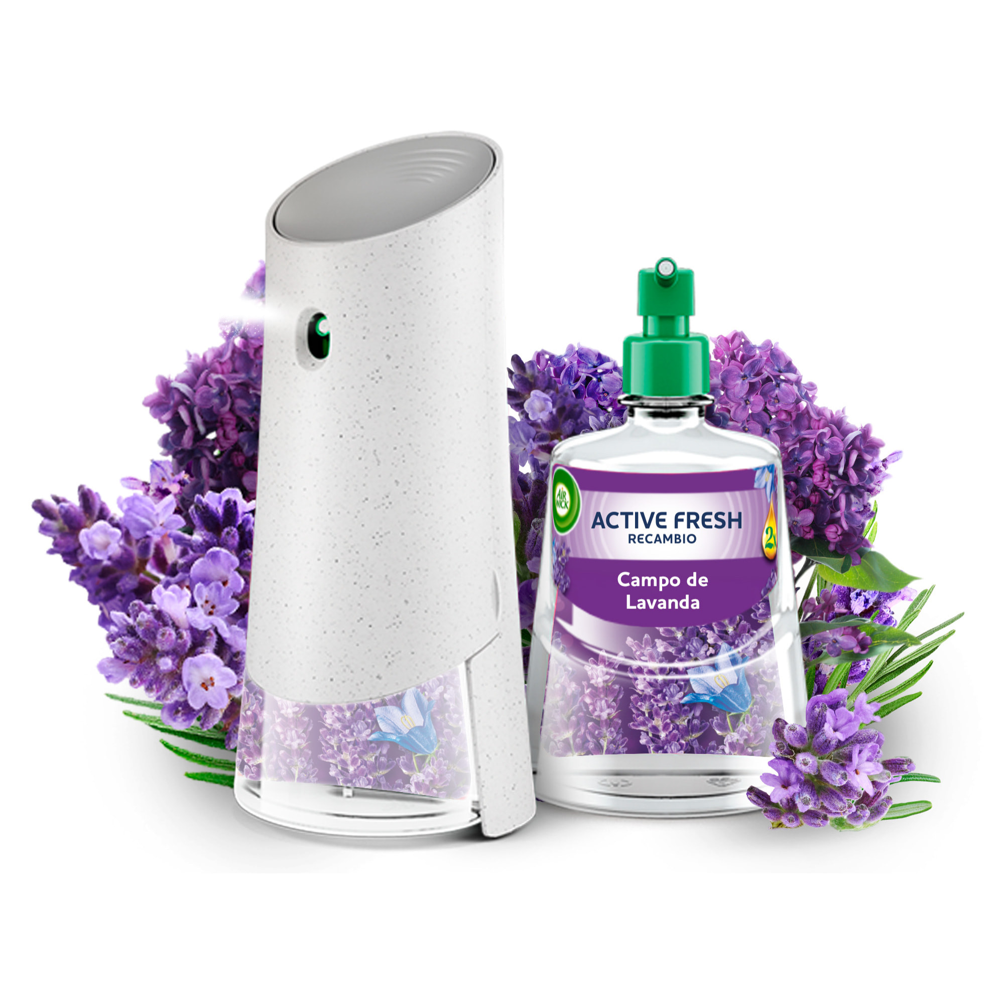 Air Wick Active Fresh Spray Automatico Sin Aerosol - Ambientador para casa con aroma a Lavanda - Aparato y recambio