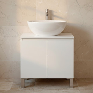 Mobile Bagno Sotto Al Lavabo Da Appoggio Con 2 Ante E Mensola Interna Salvaspazio Moderno Per lavabi Con Colonna  60 x 40 x 63.5 Cm Bianco Lucido
