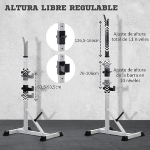 Soporte para Barras de Pesas con Altura Ajustable Rack Musculación con Marco de Acero Carga 200 kg para Entrenamiento en Gimnasio Casa Plata y Negro