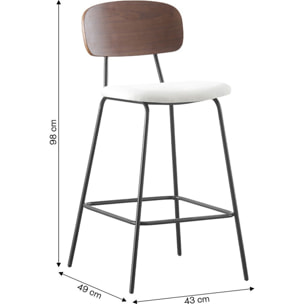 Lot de 2 tabourets de bar en velours côtelé - DANY