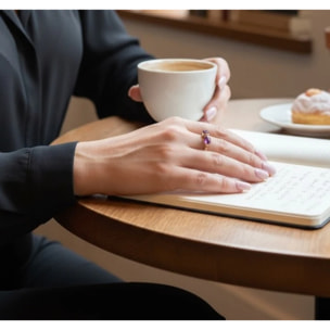 Anillo doble cristal abierto alianza dorado chapado latón cristal Sw amatista