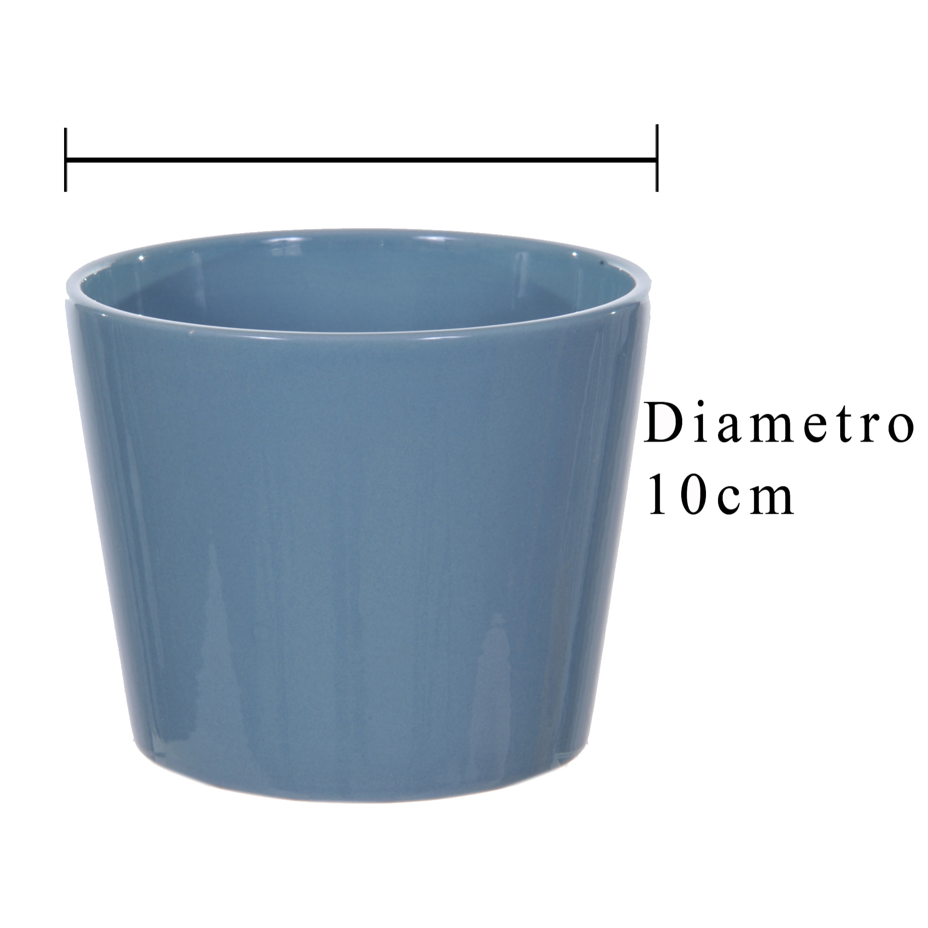 Vaso Cachepot In Ceramica. Larghezza 10 Cm - Pezzi 12 - 10X8,5X10cm - Colore: Blu - Bianchi Dino - Ceramica