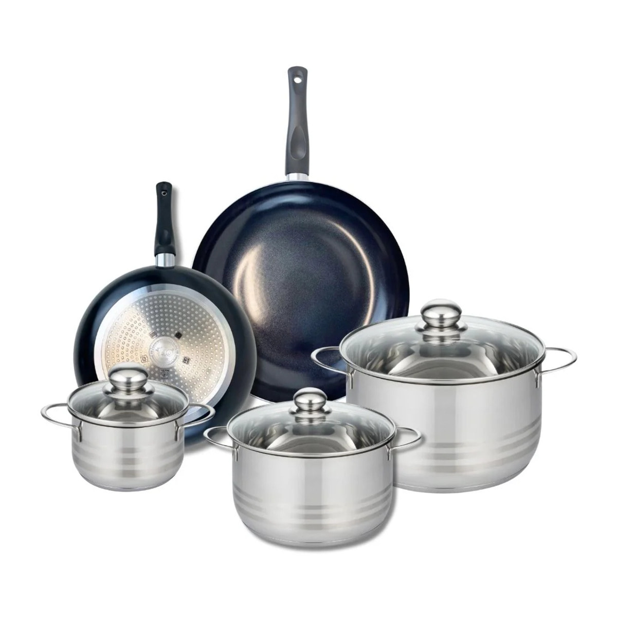 Ensemble de 2 Poêles de cuisson 24 et 28 cm et 3 faitouts 14, 20 et 24 cm Elo Prima Brillant