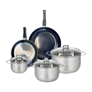 Ensemble de 2 Poêles de cuisson 24 et 28 cm et 3 faitouts 14, 20 et 24 cm Elo Prima Brillant