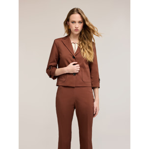 Motivi - Giacca maniche tre quarti in misto cotone - Marrone