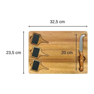 Plateau de fromages avec ardoises et couteau à fromage Fackelmann